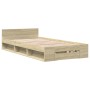 Sonoma oak engineered wood bed with drawer 90x200 cm by vidaXL, Beds and slatted bases - Ref: Foro24-3280799, Price: 140,12 €...