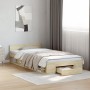 Cama con cajón madera ingeniería roble Sonoma 90x200 cm de vidaXL, Camas y somieres - Ref: Foro24-3280799, Precio: 140,12 €, ...