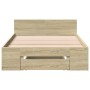 Cama con cajón madera ingeniería roble Sonoma 90x200 cm de vidaXL, Camas y somieres - Ref: Foro24-3280799, Precio: 140,12 €, ...