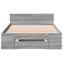 Sonoma gray engineered wood bed with drawer 90x200 cm by vidaXL, Beds and slatted bases - Ref: Foro24-3280802, Price: 144,39 ...