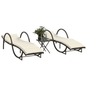 Sonnenliegen mit Tisch 2 Einheiten braunes synthetisches Rattan von vidaXL, Liegen - Ref: Foro24-368264, Preis: 292,30 €, Rab...