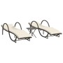 Sun loungers with table 2 units brown synthetic rattan by vidaXL, Loungers - Ref: Foro24-368264, Price: 292,30 €, Discount: %