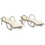 Sun loungers with table 2 units beige synthetic rattan by vidaXL, Loungers - Ref: Foro24-368266, Price: 292,30 €, Discount: %