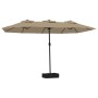 Double umbrella with taupe gray LED lights 449x245 cm by vidaXL, Umbrellas - Ref: Foro24-362956, Price: 196,67 €, Discount: %