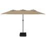 Double umbrella with taupe gray LED lights 449x245 cm by vidaXL, Umbrellas - Ref: Foro24-362956, Price: 196,67 €, Discount: %