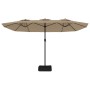 Double umbrella with taupe gray LED lights 449x245 cm by vidaXL, Umbrellas - Ref: Foro24-362956, Price: 196,67 €, Discount: %