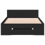 Black engineered wood bed with drawer 100x200 cm by vidaXL, Beds and slatted bases - Ref: Foro24-3280791, Price: 149,18 €, Di...