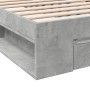 Concrete gray engineered wood bed with drawer 100x200 cm by vidaXL, Beds and slatted bases - Ref: Foro24-3280793, Price: 141,...