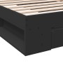 Black engineered wood bed with drawer 90x200 cm by vidaXL, Beds and slatted bases - Ref: Foro24-3280798, Price: 146,56 €, Dis...