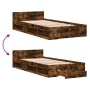 Smoked oak engineered wood bed with drawer 75x190 cm by vidaXL, Beds and slatted bases - Ref: Foro24-3280808, Price: 125,97 €...