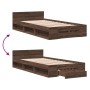 Oak brown engineered wood bed with drawer 90x200 cm by vidaXL, Beds and slatted bases - Ref: Foro24-3280803, Price: 143,99 €,...