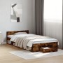 Smoked oak engineered wood bed with drawer 90x200 cm by vidaXL, Beds and slatted bases - Ref: Foro24-3280801, Price: 140,12 €...