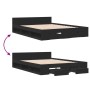 Cama con cajones madera de ingeniería negro 135x190 cm de vidaXL, Camas y somieres - Ref: Foro24-3280770, Precio: 168,49 €, D...