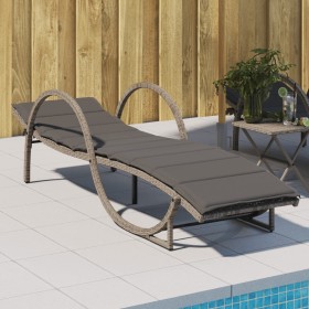 Synthetic rattan sun lounger with gray cushion 60x199x42 cm by vidaXL, Loungers - Ref: Foro24-368259, Price: 156,99 €, Discou...