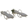 Sun loungers with side table, 2 units, synthetic beige rattan by vidaXL, Loungers - Ref: Foro24-368267, Price: 292,30 €, Disc...