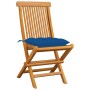 Garden chairs 4 pcs solid teak wood with blue cushions by vidaXL, Garden chairs - Ref: Foro24-3062593, Price: 259,99 €, Disco...