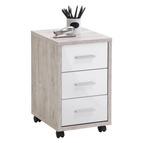 FMD Cajonera móvil color roble arena y blanco brillante de FMD, Armarios archivadores - Ref: Foro24-429442, Precio: 143,99 €,...