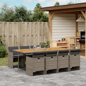 Garten-Essgruppe 9-teilig und graue synthetische Rattankissen von vidaXL, Gartensets - Ref: Foro24-3277693, Preis: 727,48 €, ...