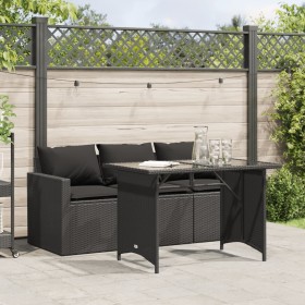 2-teilige Garten-Essgruppe mit schwarzen Kissen aus synthetischem Rattan von vidaXL, Gartensets - Ref: Foro24-366329, Preis: ...