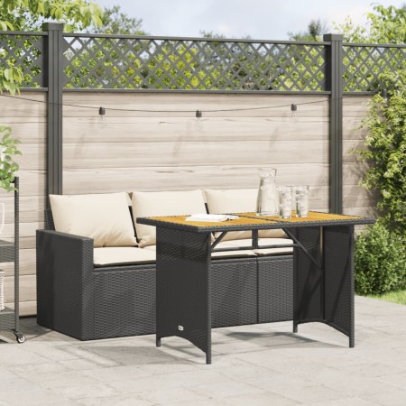 2-teilige Garten-Essgruppe mit schwarzen Kissen aus synthetischem Rattan von vidaXL, Gartensets - Ref: Foro24-366336, Preis: ...