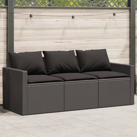 3-seater garden sofa with black synthetic rattan cushions by vidaXL, Outdoor sofas - Ref: Foro24-366341, Price: 184,21 €, Dis...