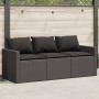 3-Sitzer-Gartensofa mit schwarzen synthetischen Rattankissen von vidaXL, Outdoor-Sofas - Ref: Foro24-366341, Preis: 184,21 €,...