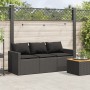 3-Sitzer-Gartensofa mit schwarzen synthetischen Rattankissen von vidaXL, Outdoor-Sofas - Ref: Foro24-366341, Preis: 184,21 €,...