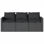 3-seater garden sofa with black synthetic rattan cushions by vidaXL, Outdoor sofas - Ref: Foro24-366341, Price: 184,21 €, Dis...