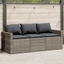 3-Sitzer-Gartensofa mit grauen synthetischen Rattankissen von vidaXL, Outdoor-Sofas - Ref: Foro24-366343, Preis: 203,72 €, Ra...