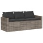 3-Sitzer-Gartensofa mit grauen synthetischen Rattankissen von vidaXL, Outdoor-Sofas - Ref: Foro24-366343, Preis: 203,99 €, Ra...