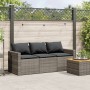 3-Sitzer-Gartensofa mit grauen synthetischen Rattankissen von vidaXL, Outdoor-Sofas - Ref: Foro24-366343, Preis: 203,99 €, Ra...