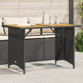 Garden table black PE rattan wooden surface 110x68x70 cm by vidaXL, Garden tables - Ref: Foro24-366355, Price: 97,25 €, Disco...