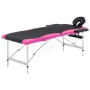 Camilla de masaje plegable 2 zonas aluminio negro y rosa de vidaXL, Mesas de masaje - Ref: Foro24-110232, Precio: 151,44 €, D...