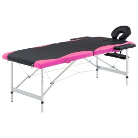 Klappbare Massageliege 2 Zonen aus schwarzem und rosa Aluminium von vidaXL, Massageliegen - Ref: Foro24-110232, Preis: 155,99...