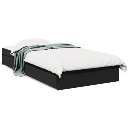 Cama con cajones madera de ingeniería negra 90x200 cm de vidaXL, Camas y somieres - Ref: Foro24-3280679, Precio: 143,99 €, De...