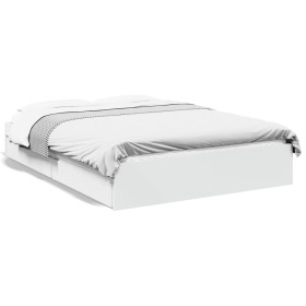 Cama con cajones madera de ingeniería blanca 140x190 cm de vidaXL, Camas y somieres - Ref: Foro24-3280685, Precio: 228,31 €, ...