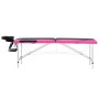 Camilla de masaje plegable 2 zonas aluminio negro y rosa de vidaXL, Mesas de masaje - Ref: Foro24-110232, Precio: 151,44 €, D...