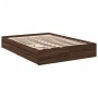 Oak brown engineered wood bed with drawers 140x190 cm by vidaXL, Beds and slatted bases - Ref: Foro24-3280691, Price: 181,03 ...