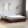 Oak brown engineered wood bed with drawers 140x190 cm by vidaXL, Beds and slatted bases - Ref: Foro24-3280691, Price: 181,03 ...