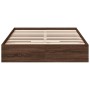 Oak brown engineered wood bed with drawers 140x190 cm by vidaXL, Beds and slatted bases - Ref: Foro24-3280691, Price: 181,03 ...