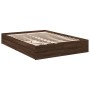 Oak brown engineered wood bed with drawers 140x190 cm by vidaXL, Beds and slatted bases - Ref: Foro24-3280691, Price: 181,03 ...