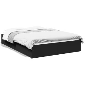 Black engineered wood bed with drawers 120x190 cm by vidaXL, Beds and slatted bases - Ref: Foro24-3280700, Price: 167,50 €, D...