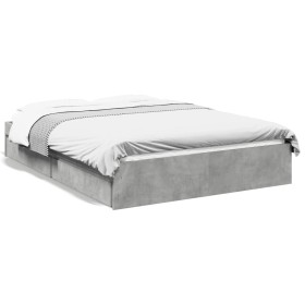 Cama con cajones madera de ingeniería gris hormigón 120x190 cm de vidaXL, Camas y somieres - Ref: Foro24-3280702, Precio: 162...