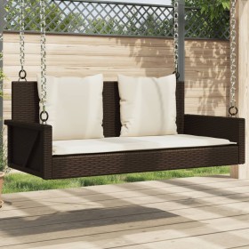 Schaukelbank mit braunen synthetischen Rattankissen 119x56x48 cm von vidaXL, Gartenbänke - Ref: Foro24-365630, Preis: 143,99 ...