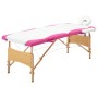 Camilla de masaje plegable 2 zonas madera blanco y rosa de vidaXL, Mesas de masaje - Ref: Foro24-110210, Precio: 141,36 €, De...