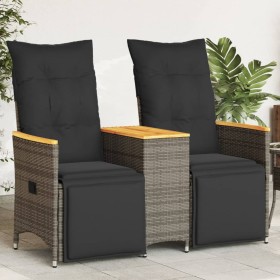 2-seater reclining garden sofa with gray PE rattan table by vidaXL, Outdoor sofas - Ref: Foro24-365723, Price: 286,99 €, Disc...