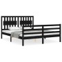 Estructura cama de matrimonio con cabecero madera maciza negro de vidaXL, Camas y somieres - Ref: Foro24-3194320, Precio: 173...