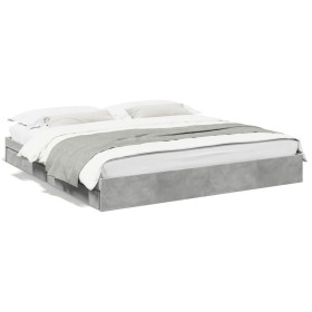 Cama con cajones madera ingeniería gris hormigón 180x200 cm de vidaXL, Camas y somieres - Ref: Foro24-3280639, Precio: 170,15...