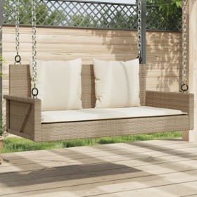 Schaukelbank mit beigen synthetischen Rattankissen 119x56x48 cm von vidaXL, Gartenbänke - Ref: Foro24-365632, Preis: 129,99 €...