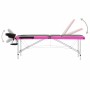 Camilla de masaje plegable 3 zonas aluminio negro y rosa de vidaXL, Mesas de masaje - Ref: Foro24-110240, Precio: 163,53 €, D...